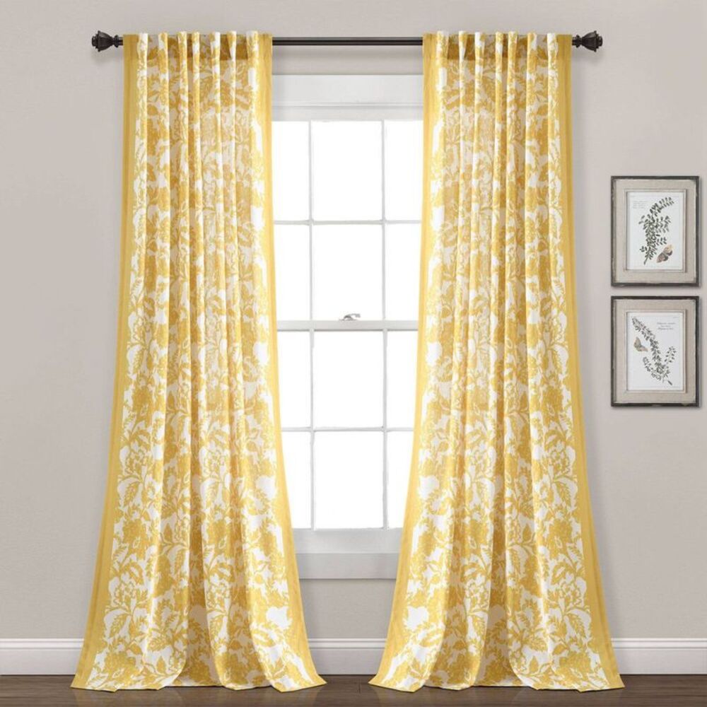 Open Box - Lush Decor - 1pc 52"x84" Light Filtering Emma Textur Yellow